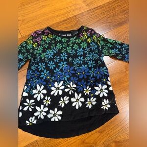 Desigual Kids Long Sleeve Tee - Black with Multicolor Floral